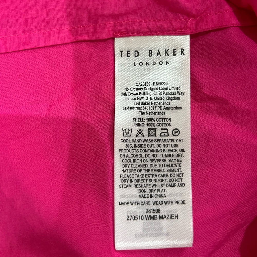 NWT Ted Baker Mazieh Broderie Eyelet Peplum Top Size 1 US 4 Ruffle Sleeve Pink - Picture 8 of 13